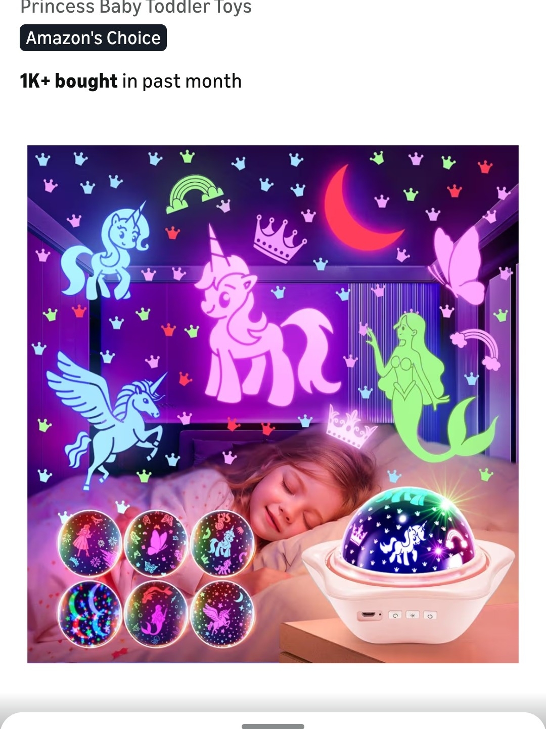 Unbranded Kids Unicorn Night Light Projector - Pink & Purple